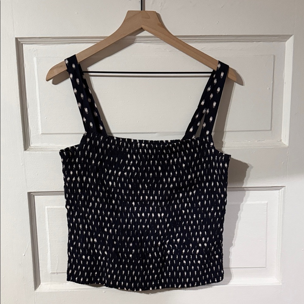 Madewell Navy and White Patterned Tank Top